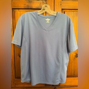 Russell Athletic Dri-Power Ladies XL Light Blue V-Neck Tee w/ Woven Texture. EUC